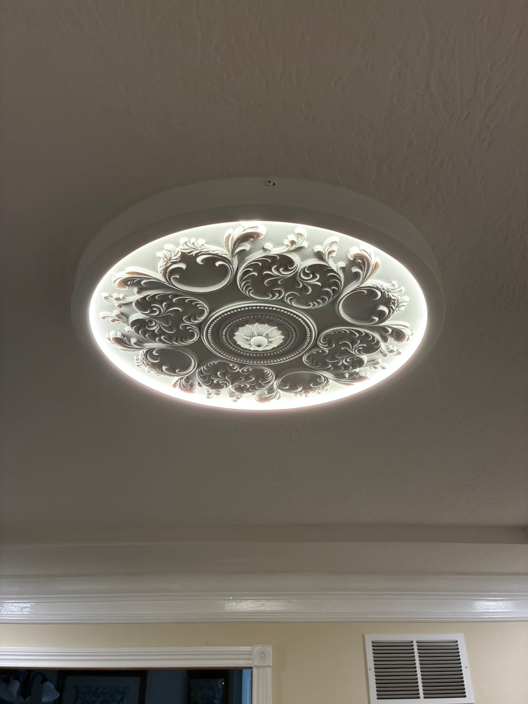 Customer photo review of Decorative French White Medallion LED Flush Mount Light