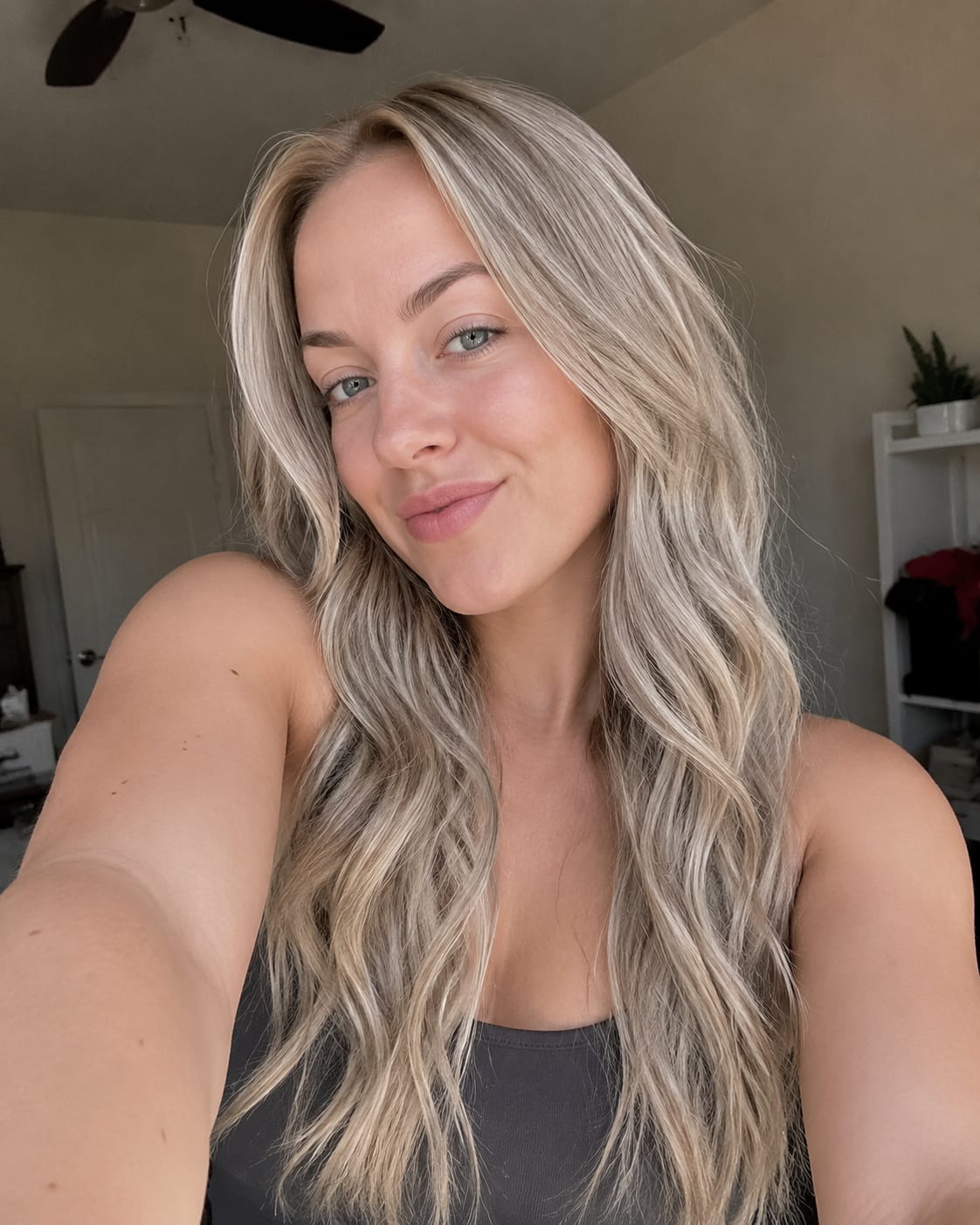 Customer photo review of Tape In Virgin Hair Extensions 100% Human Hair Highlights Ash Blonde #P19/60