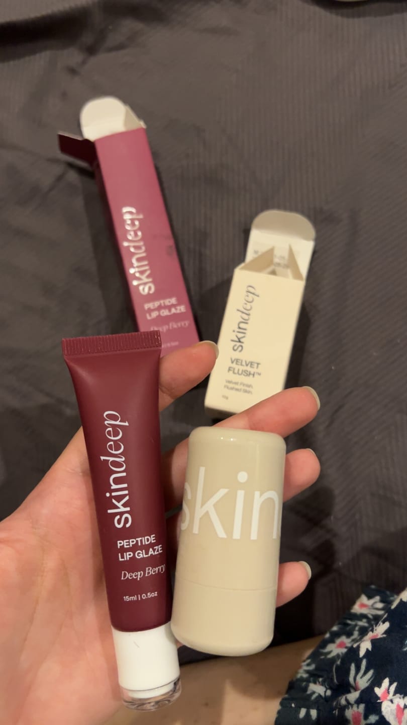 Customer photo review of Lip Glaze+Velvet Flush Duo