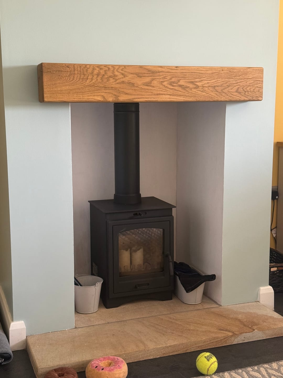 Customer photo review of Rustic Oak Fireplace Beam – 15cm × 10cm Mantel Beam