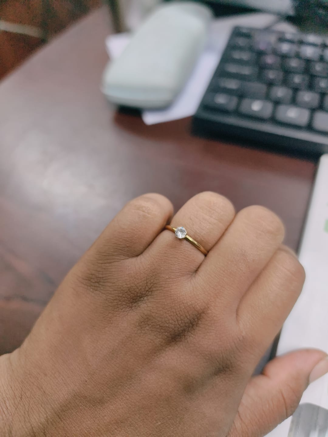 Customer photo review of Mini Solitaire Ring