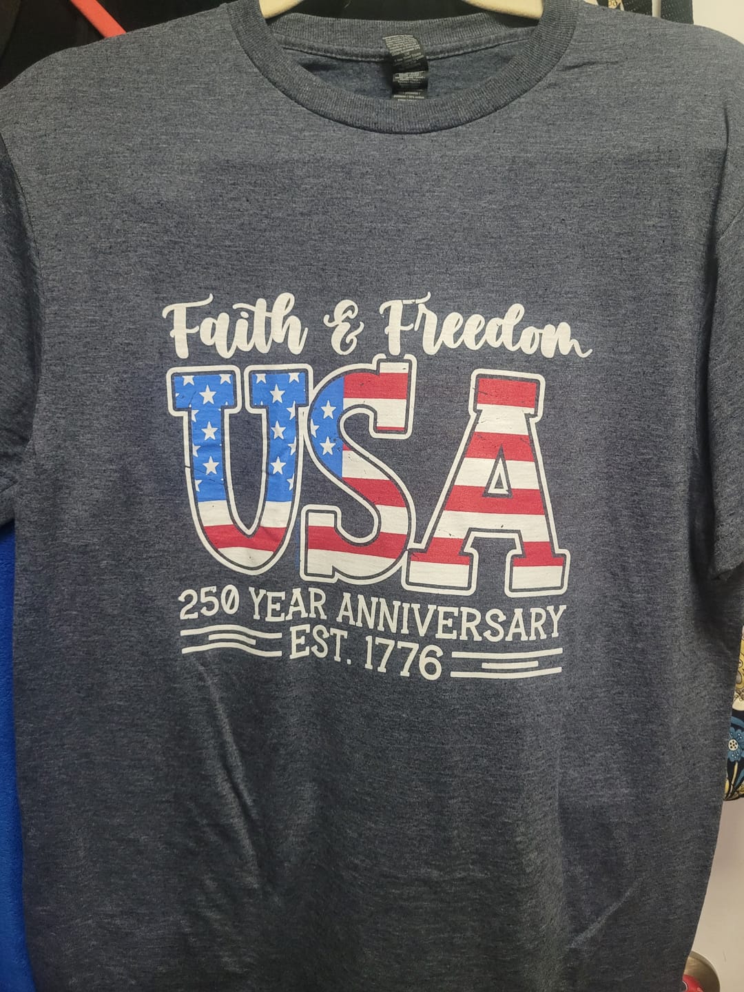 Customer photo review of Faith and Freedom Tee