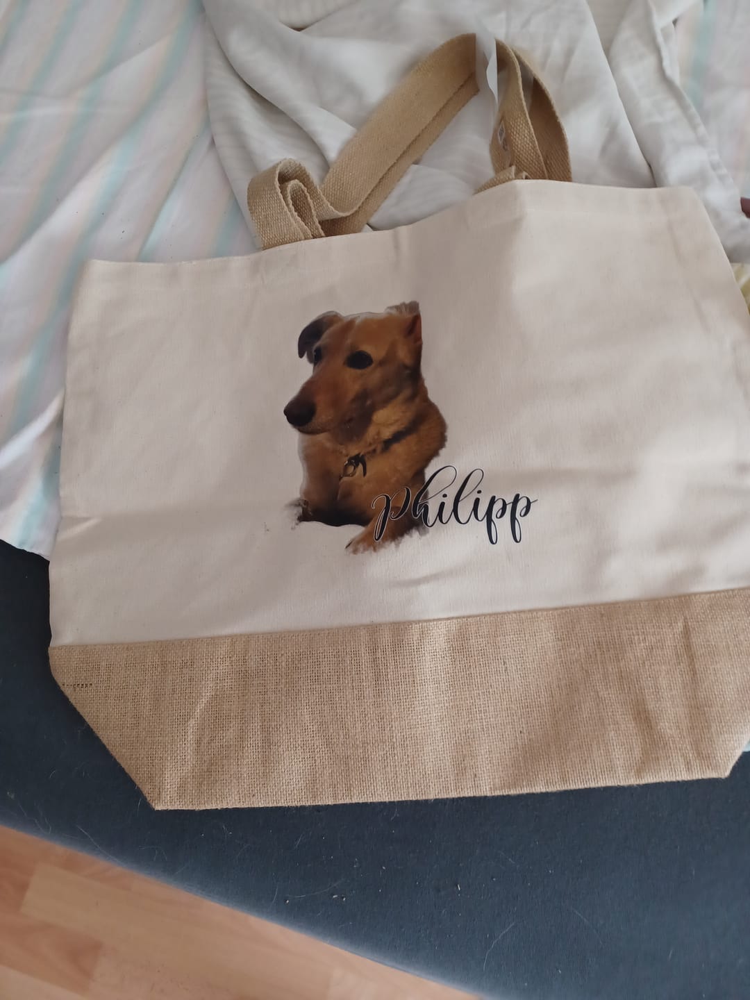 Customer photo review of Personalisierte Einkaufstasche - Haustierportrait