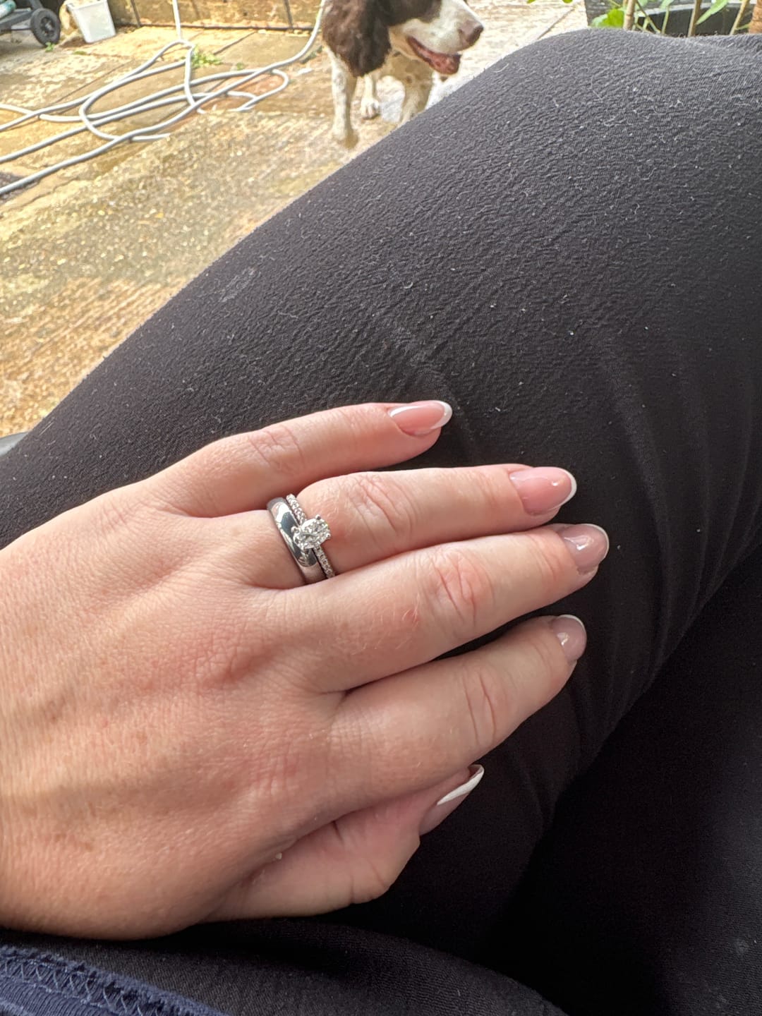 Customer photo review of White Gold 1ct Oval Moissanite Slimline Dazzle Ring