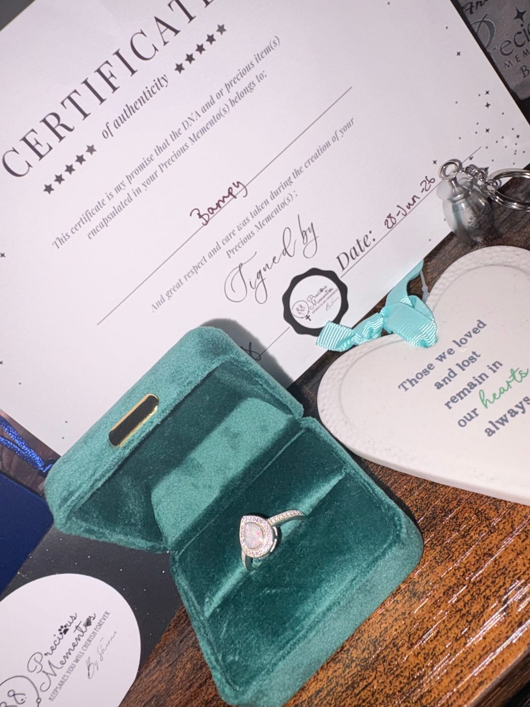 Customer photo review of Droplet Halo Full Cubic Zirconia Keepsake Ring