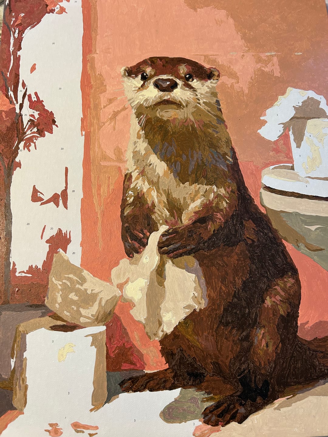 Customer photo review of Otter in the toilet | Paint by Number