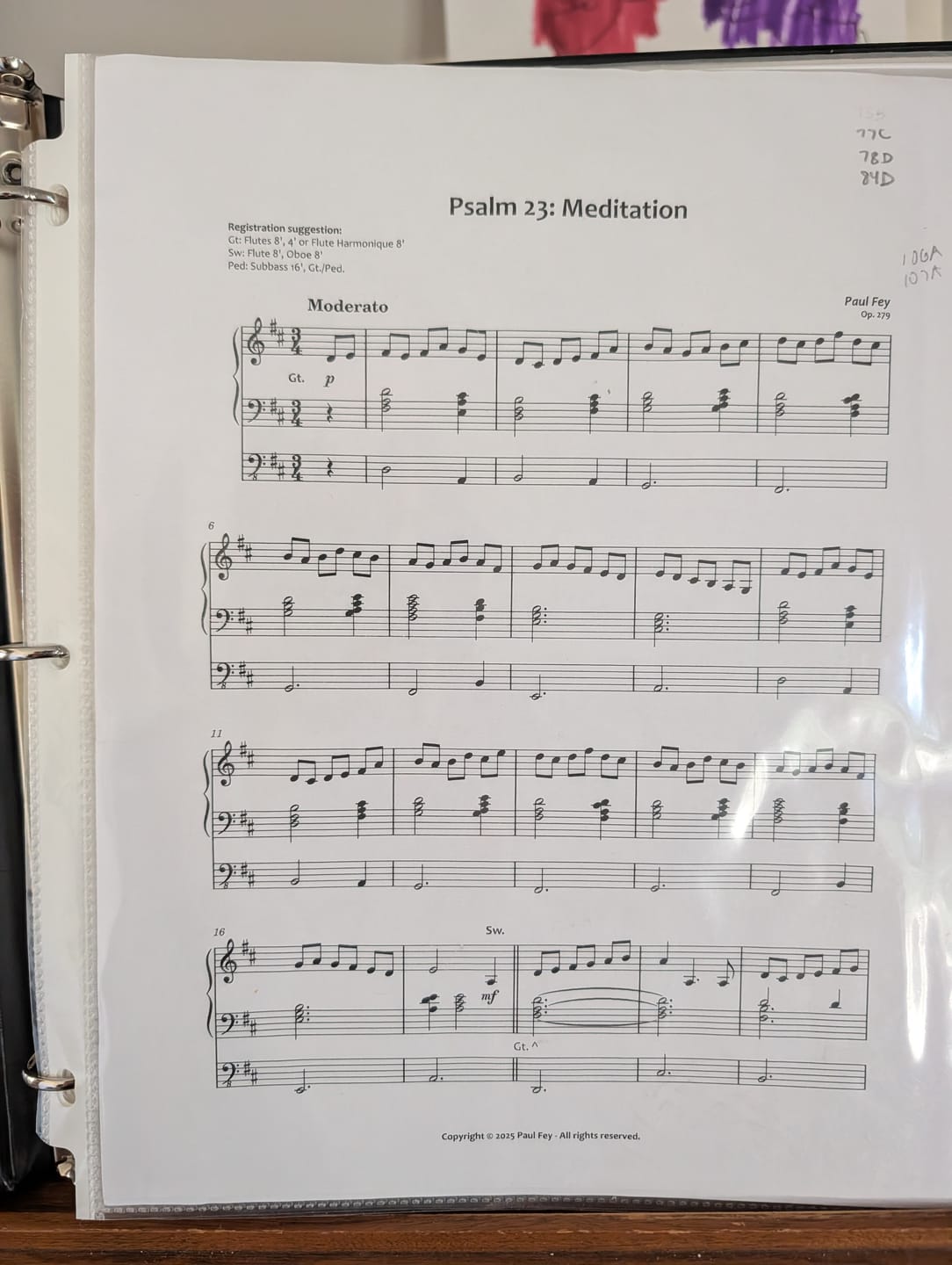 Customer photo review of Psalm 23: Meditation (Sheet Music) - Paul Fey, Op. 279
