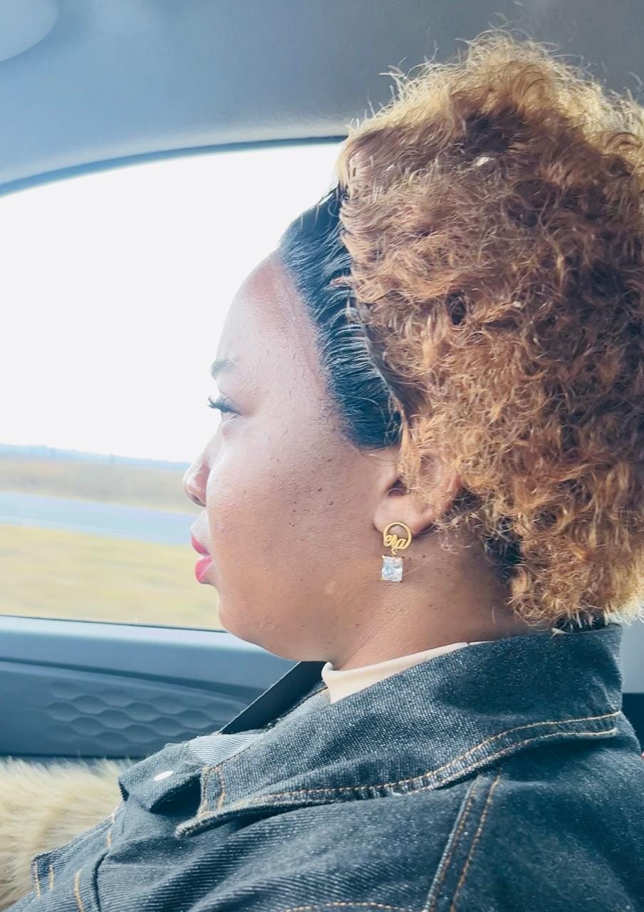Customer photo review of Gold Era Square Drop Earrings