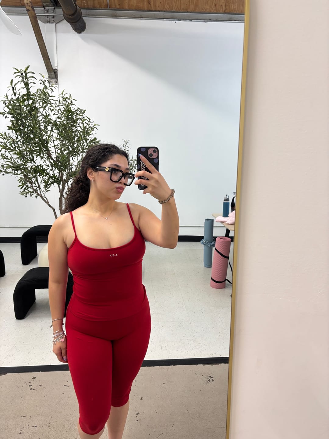Customer photo review of The Minimalist Tank Scarlet