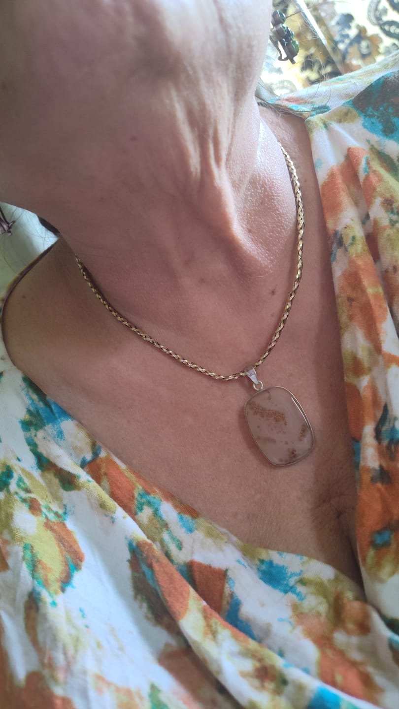 Customer photo review of Premium Scenic Agate Pendant 1 7/8" (.925 Sterling Silver)