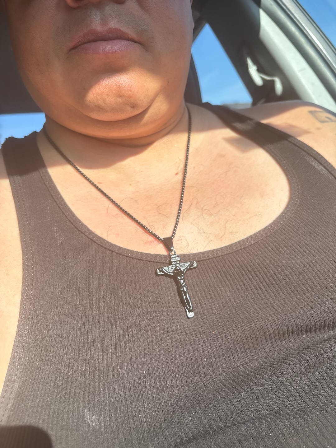 Customer photo review of FREE Today: Christ Jewelry Crucifix Pendant Charm Necklace