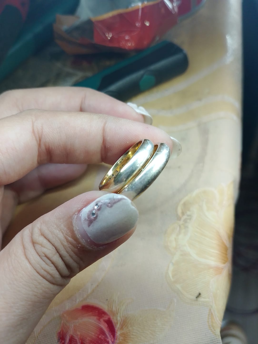 Customer photo review of Burgundy Wedding Rings