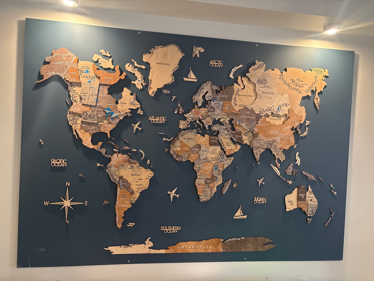 Customer photo review of 3D Wooden World Map Multicolor