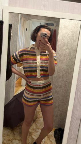 Customer photo review of Iris Crochet Crop Sweater Shorts Set