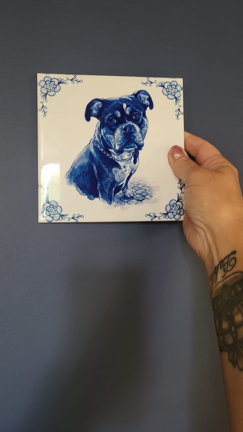 Customer photo review of Delft Blue Tile with Your Photo