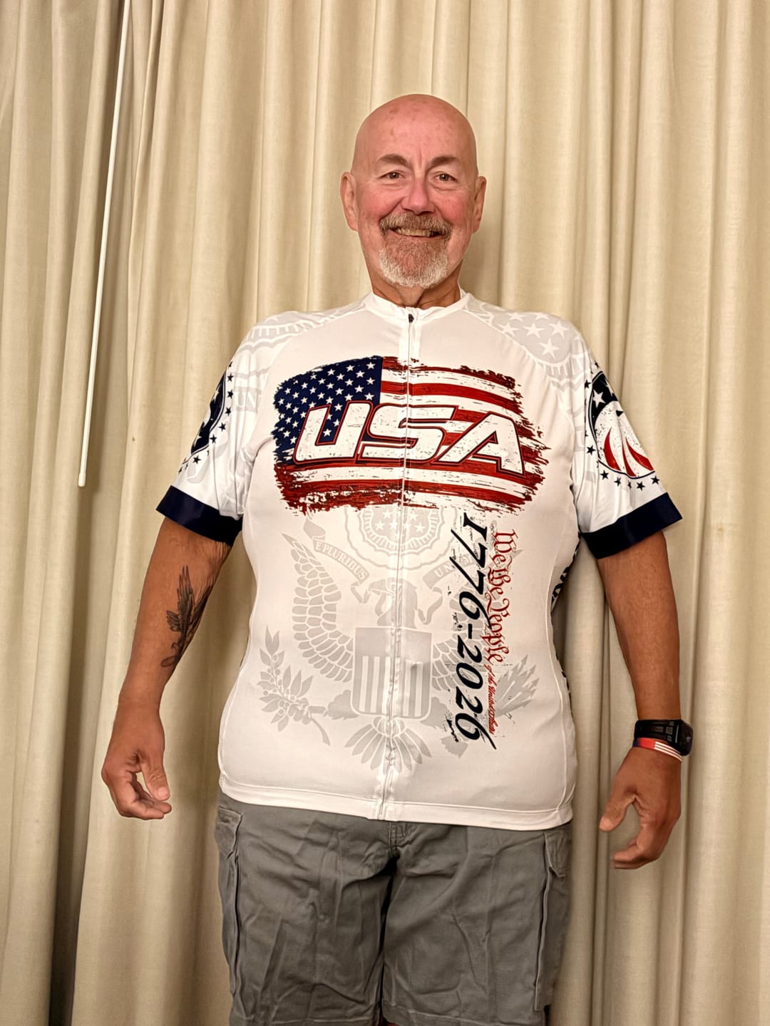 Customer photo review of Men’s USA 1776–2026 We The People Cycling Jersey & Kit