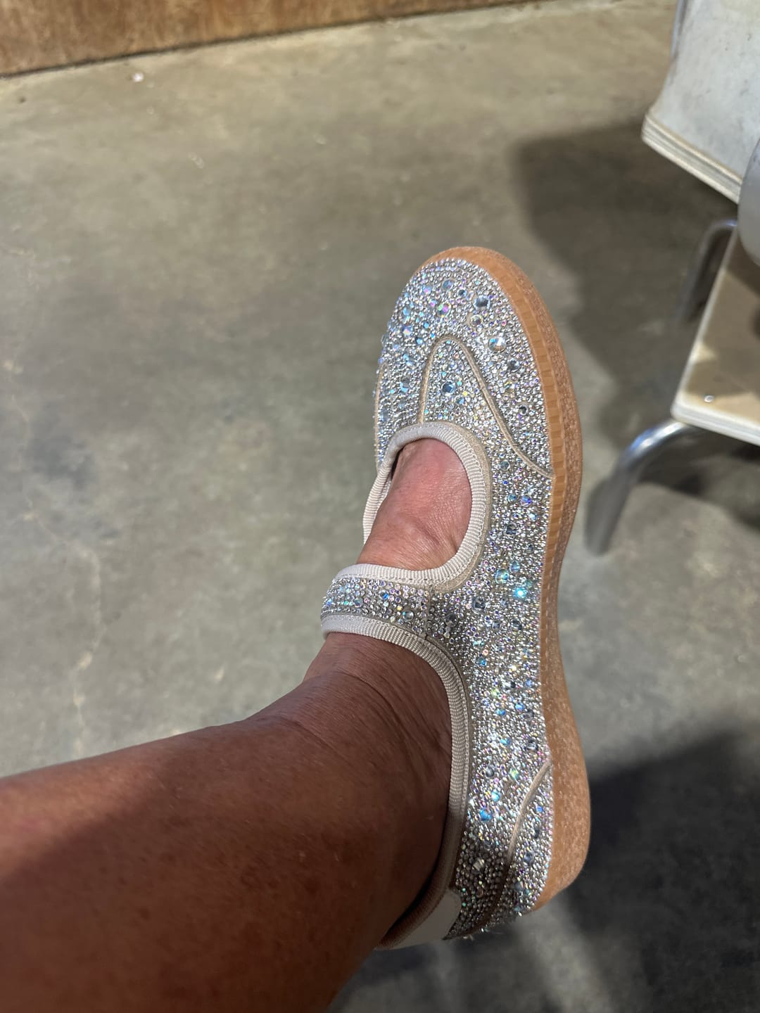 Customer photo review of Corky's Rhinestone Calm Down Sneakers