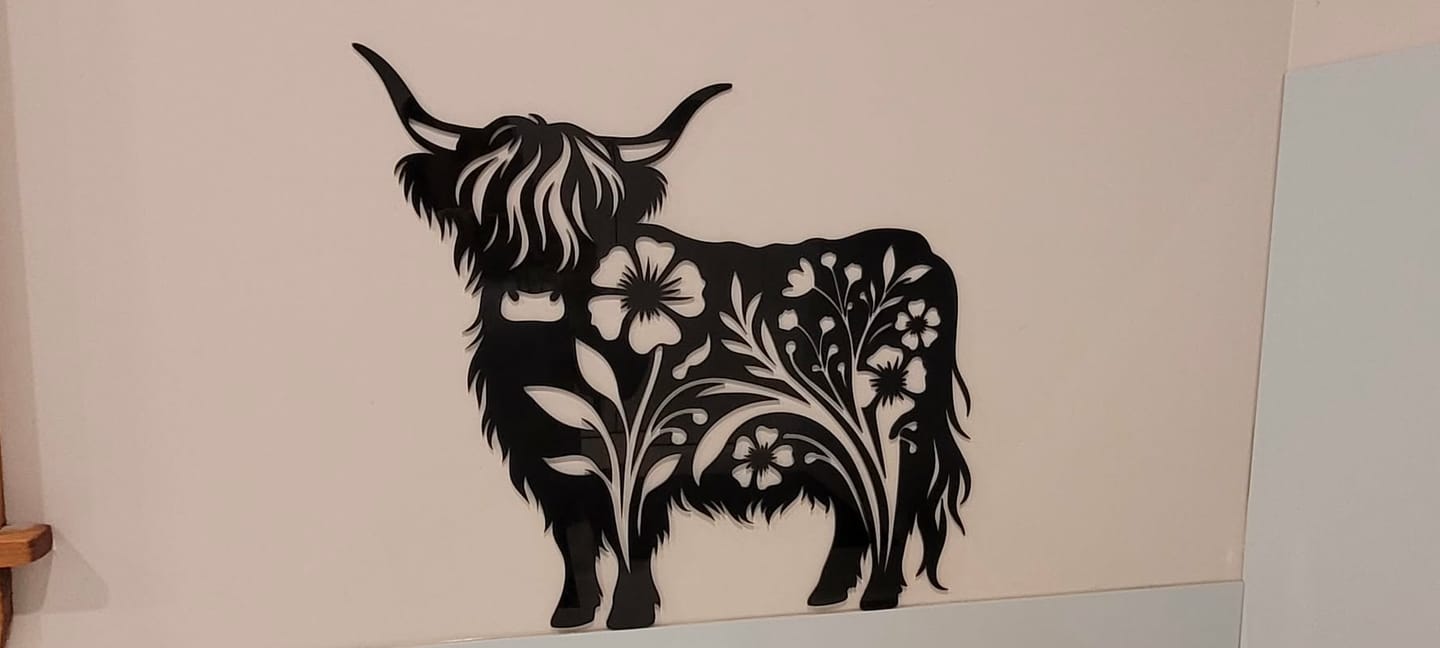 Customer photo review of Floral Highland Cow