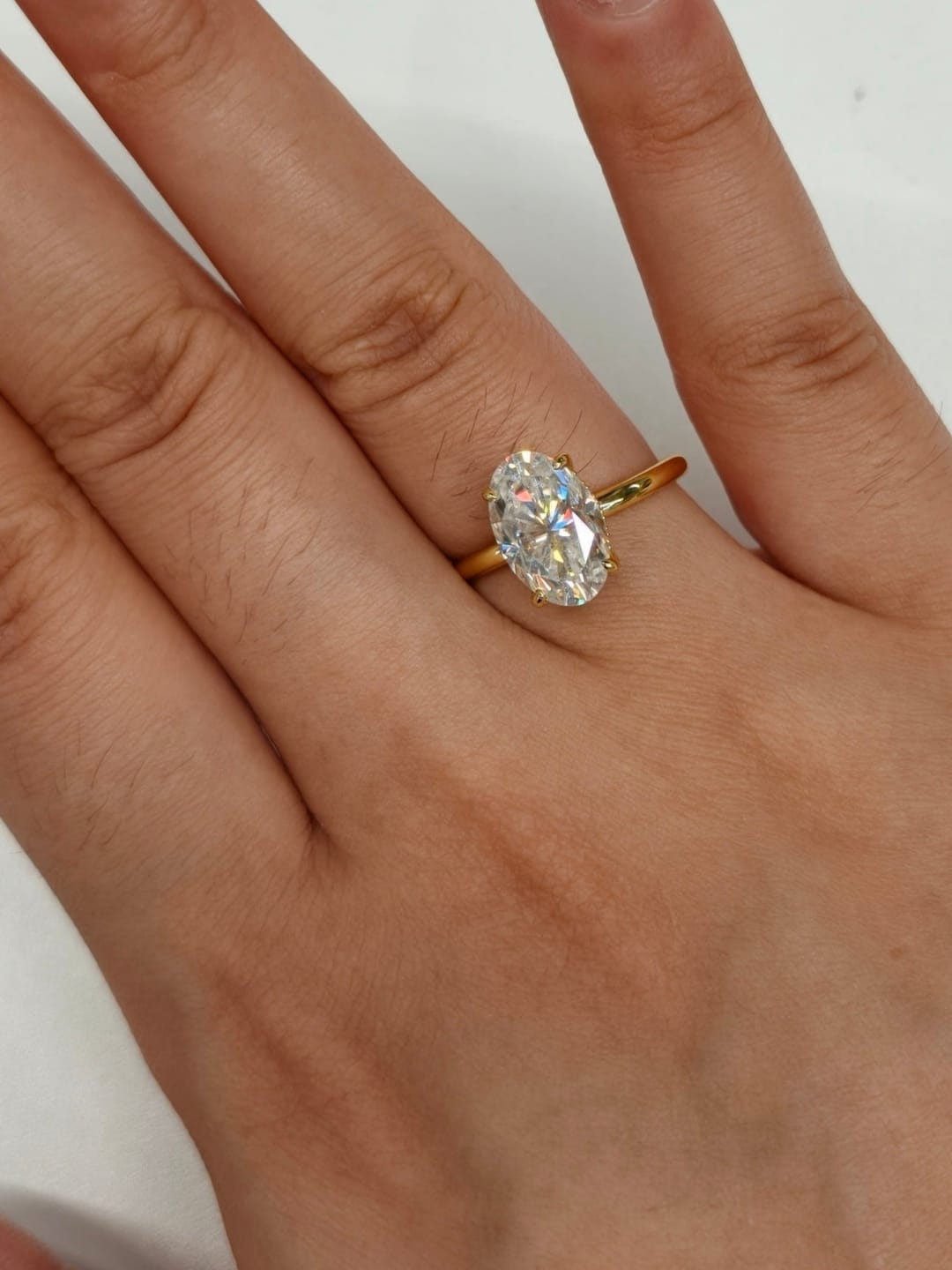 Customer photo review of S925 Moissanite 2.0 Ct ～5.5 Ct Oval Cut Yellow Gold/White Gold Promise Ring For Women