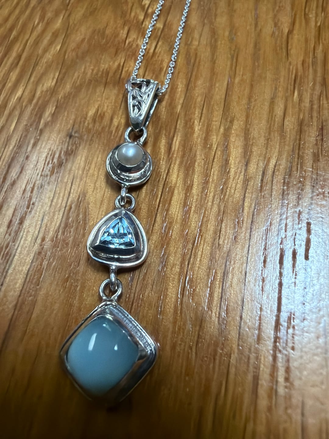Customer photo review of Silver Larimar Necklace