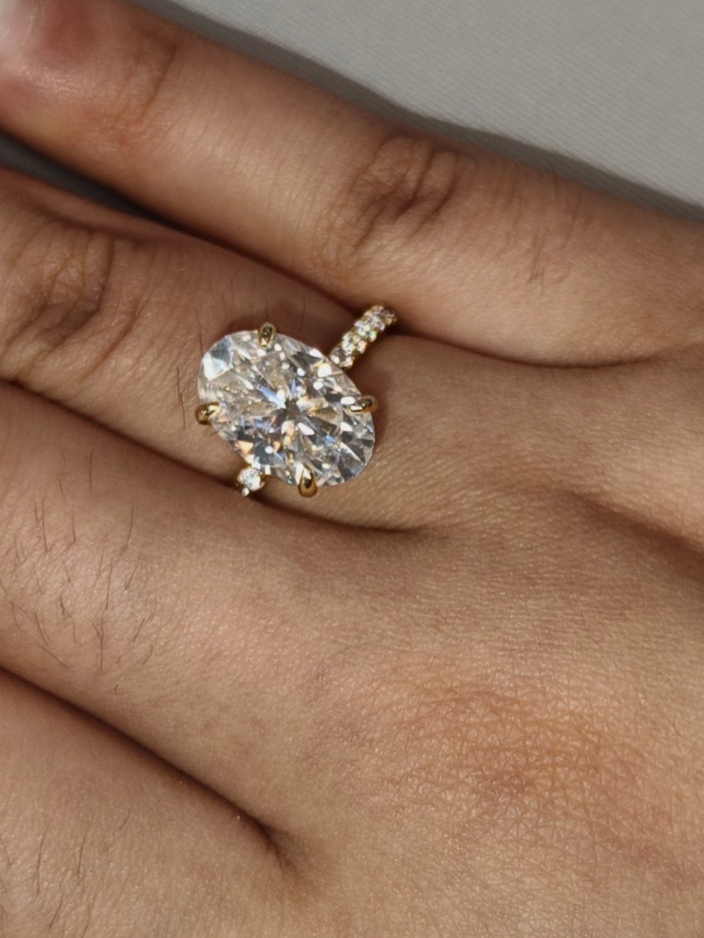 Customer photo review of S925 Moissanite 2.0 Ct~5.5 Ct Pavé Oval Cut Engagement Rings For Women