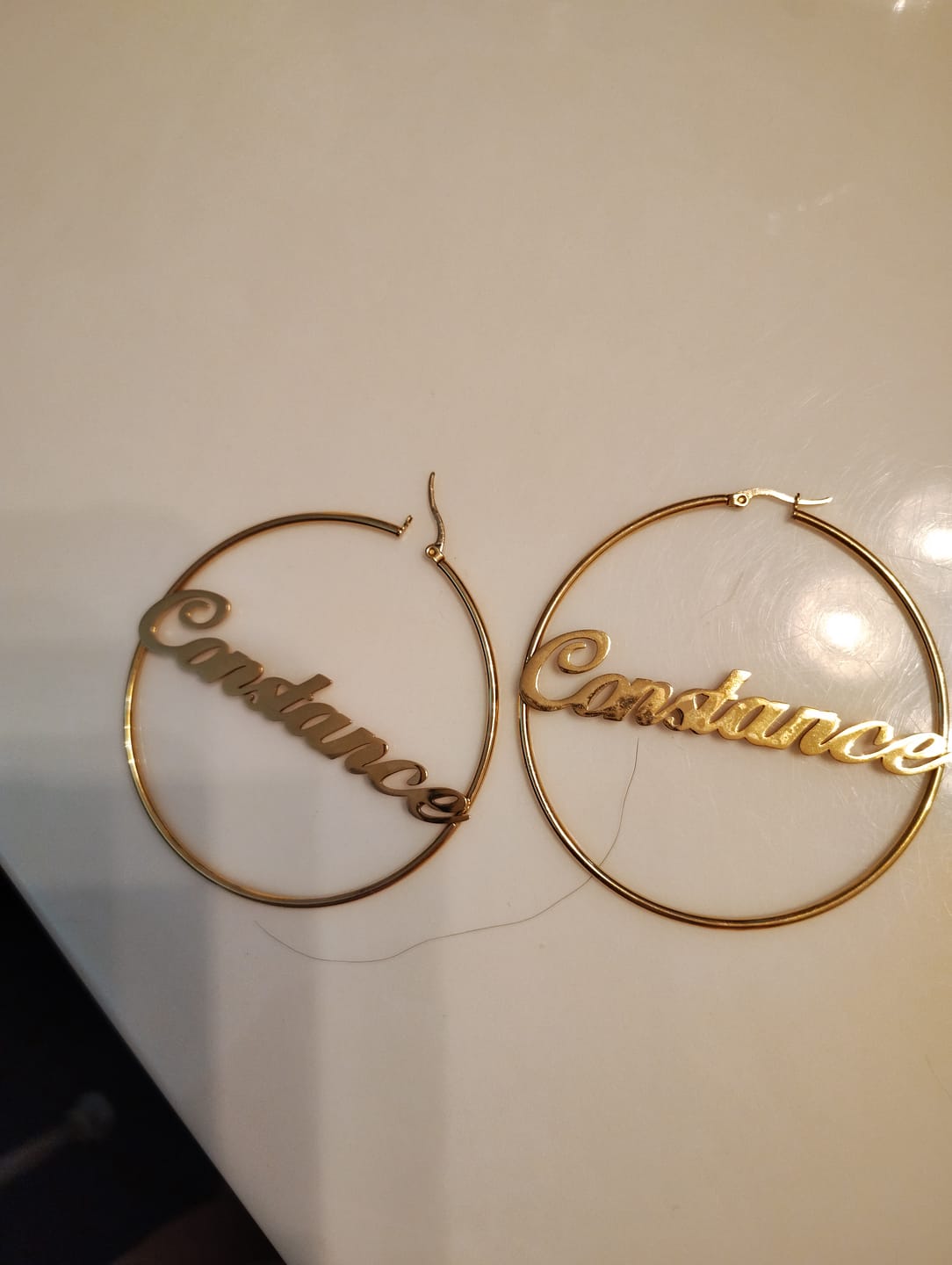 Customer photo review of Classic Name Hoop Earrings