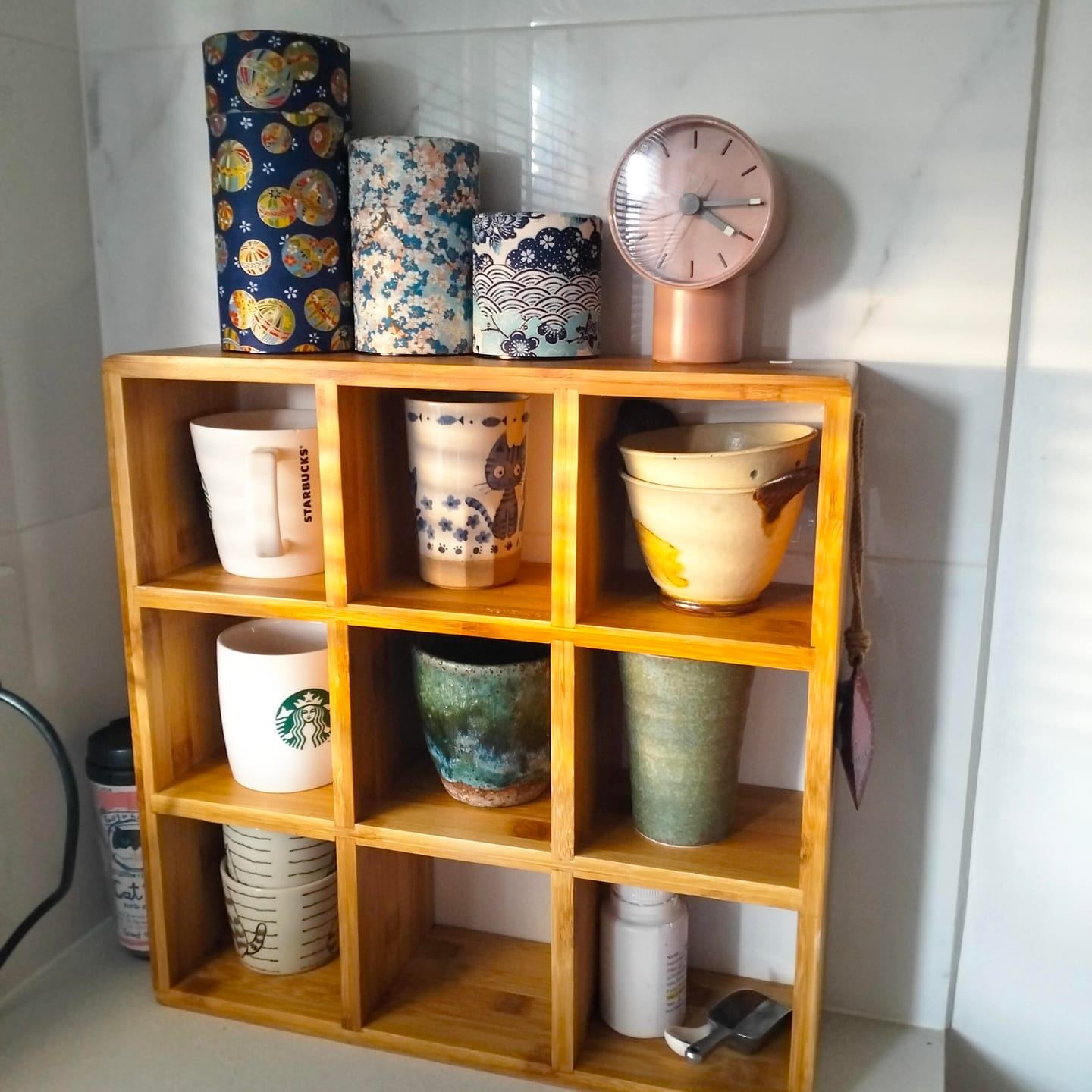 Customer photo review of Coffee Tea Mug Cup Display Shelf (9 Cube)