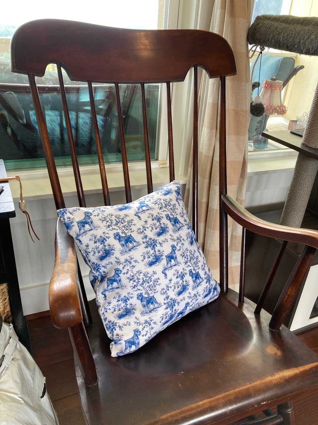 Customer photo review of Schnauzer Blue French Toile Pillow