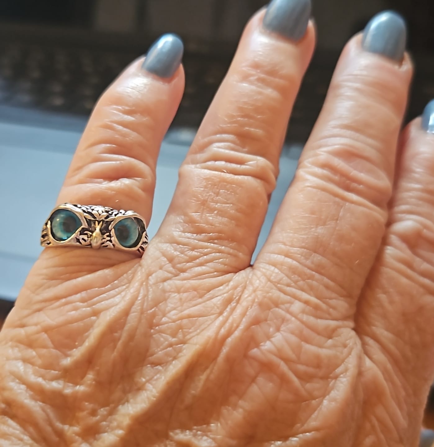 Customer photo review of Silberner Opal Eulen Charmsring – Ophelia