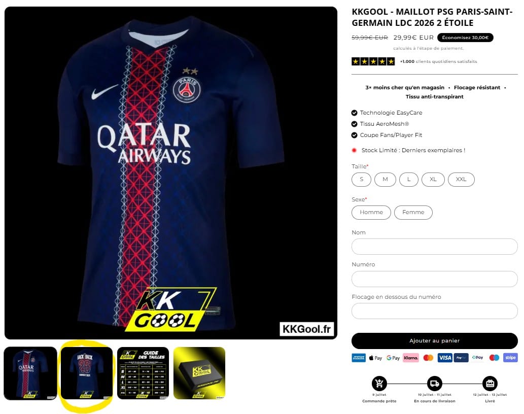 Customer photo review of KKGool -  Maillot PSG Paris-Saint-Germain LDC 2026 2 ÉTOILE