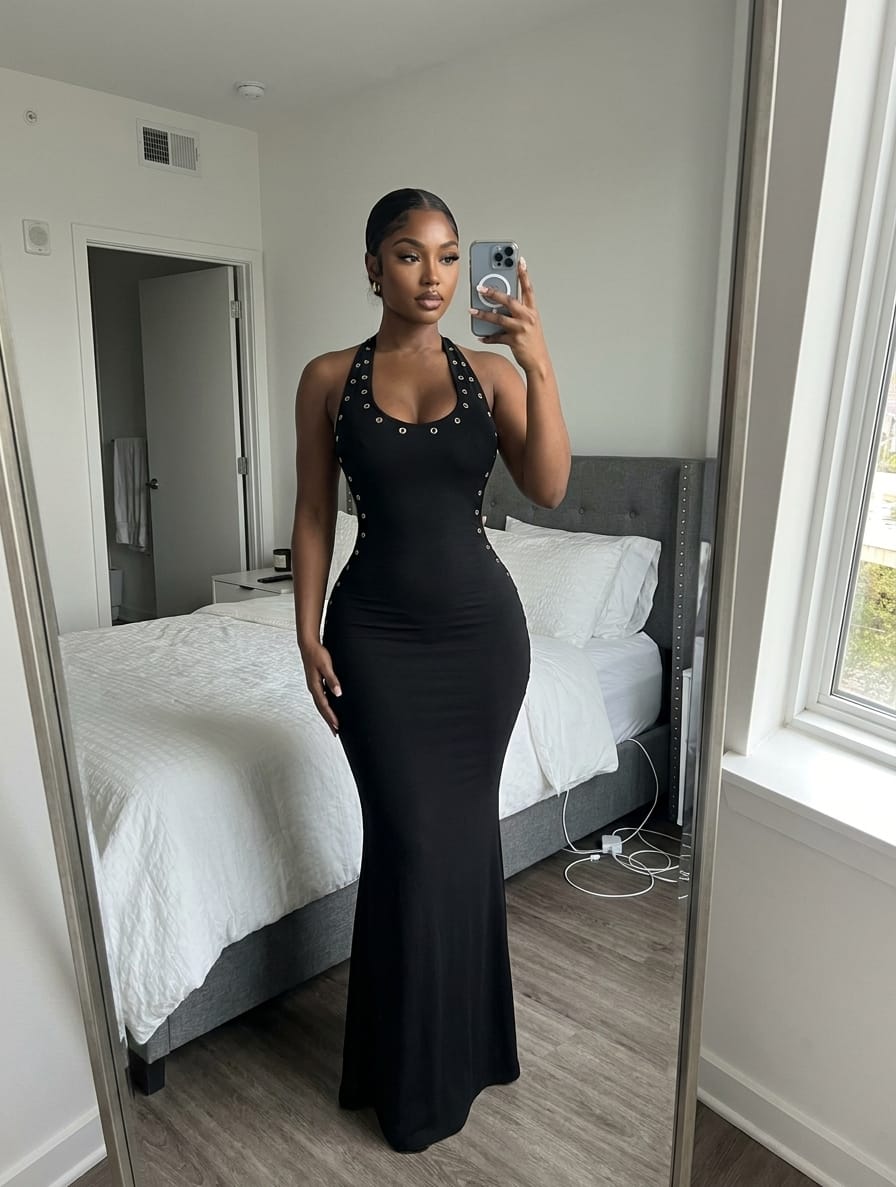 Customer photo review of Grommet Detail Backless Maxi