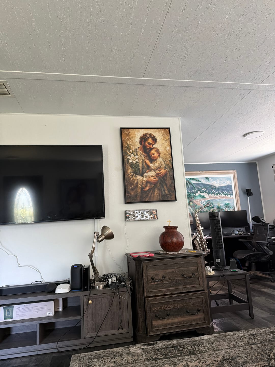 Customer photo review of St. Joseph and Child Jesus Canvas Print, Saint Joseph with Lily Catholic Wall Art, Christian Family Home Decor