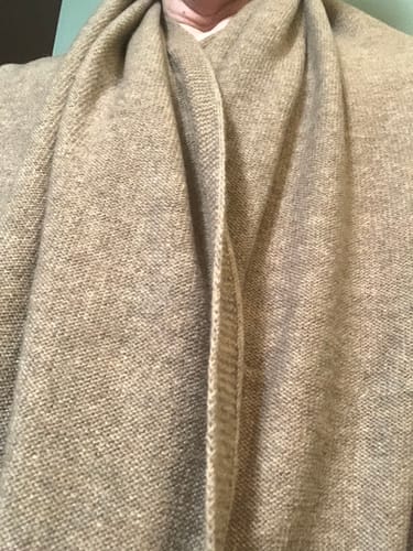 Customer photo review of Brand New Scottish Taupe Brown Cashmere Wrap Extra Large