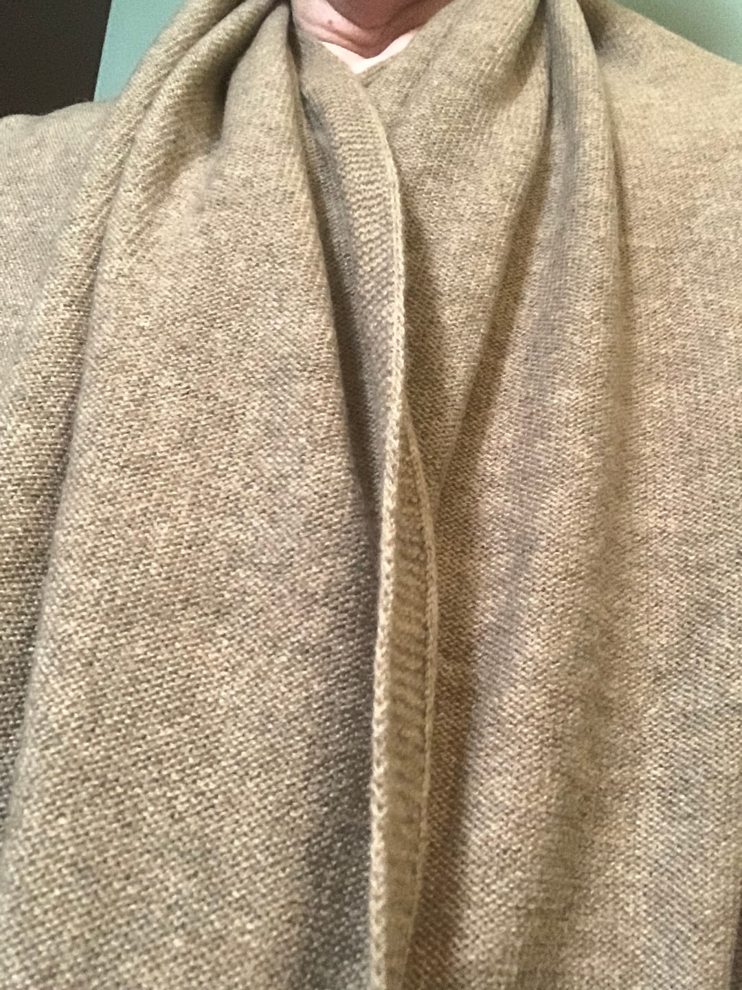 Customer photo review of Brand New Scottish Taupe Brown Cashmere Wrap Extra Large