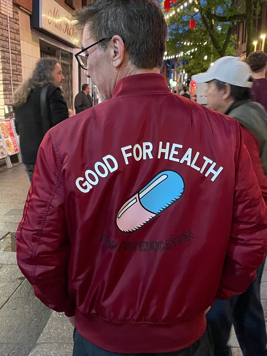 Customer photo review of “Good For Health” Bomber Jacket
