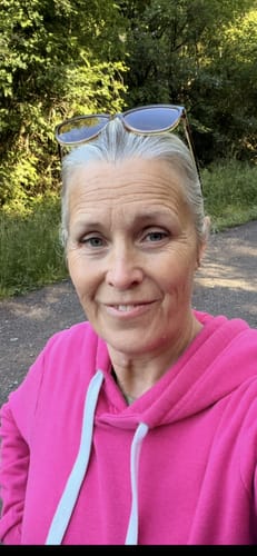 Reviewer's selfie showing her facial skin after using the Deep Collagen Cream.
