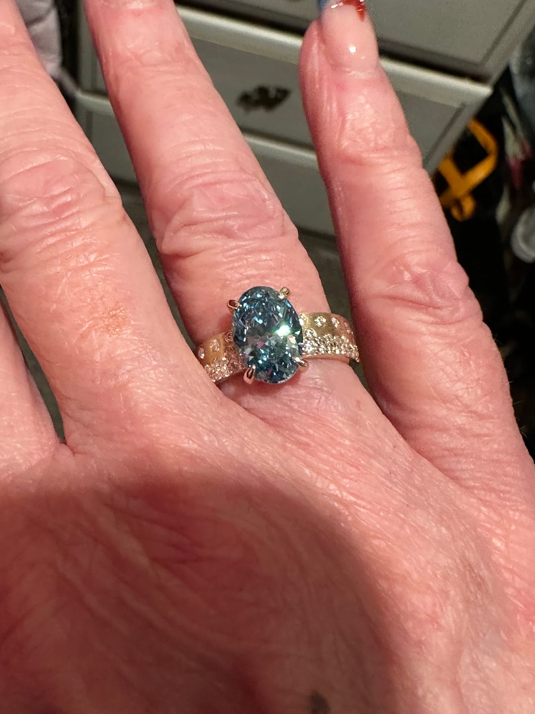 Customer photo review of Engagement Ring Settings: Sterling Silver/K Gold/ Platinum Pricing