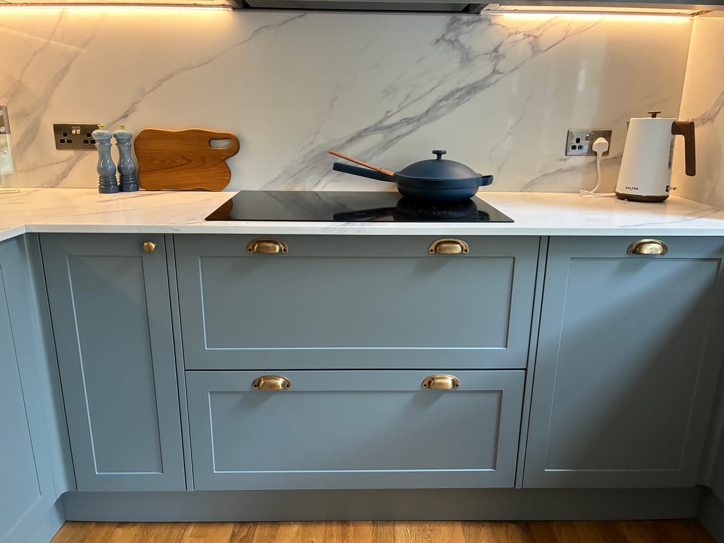 Customer photo review of Light Aged Brass Cupboard Handles