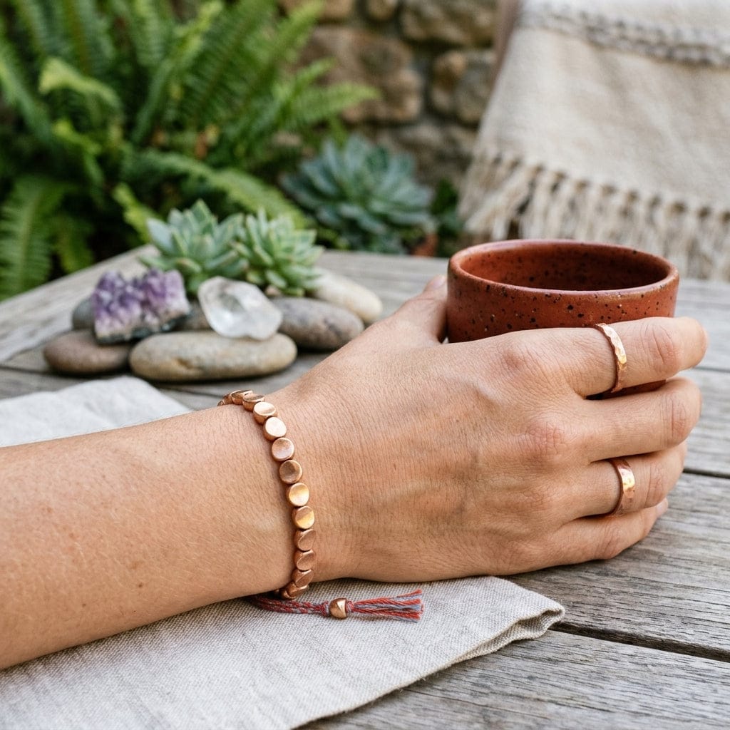 Customer photo review of Bracelet tibétain en perles de cuivre