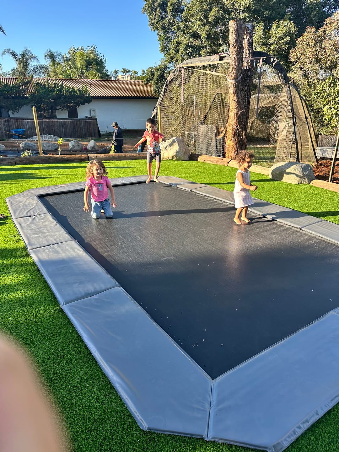 Customer photo review of Summer Bundle! 10'x17' Rectangle Pro-Line In-ground Trampoline + LED Lights + Cover