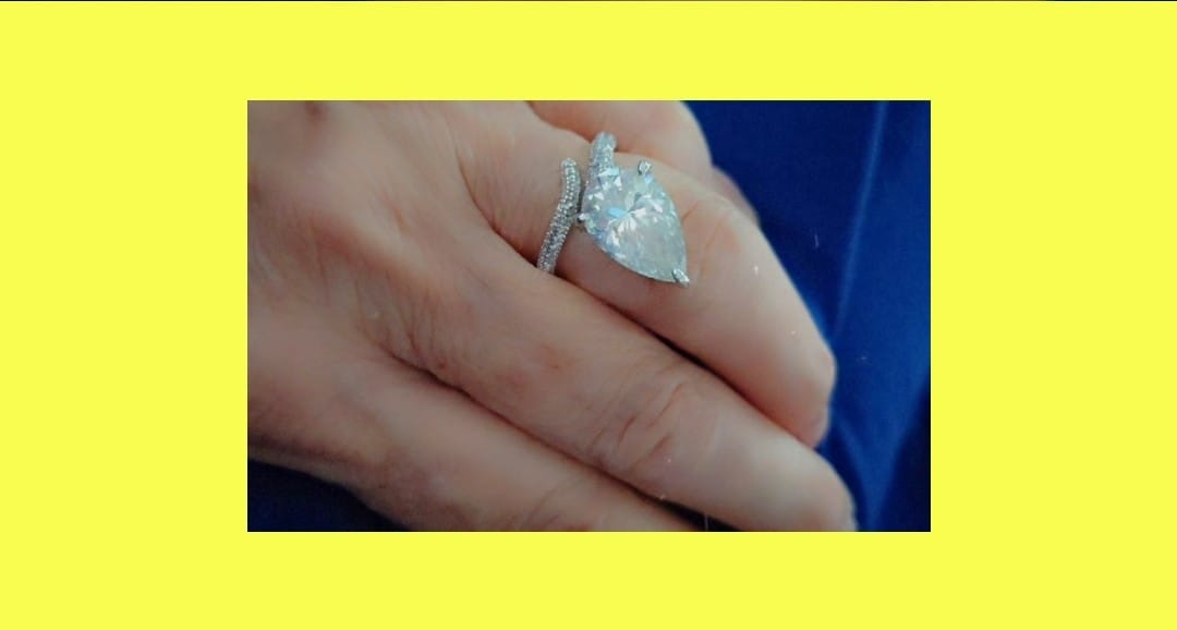 Customer photo review of Graceful Swirl Pear Cut 6.0ct Engagement Ring In Sterling Silver
