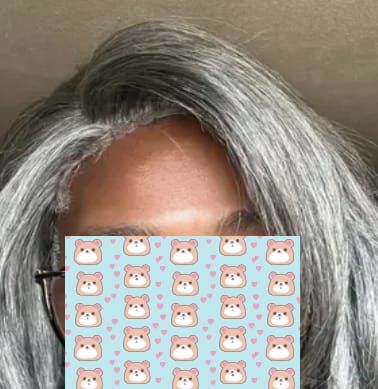 Customer photo review of Luvwin 5x5 Salt And Pepper Glueless Gray Color Pre-Cut Lace Straight Bob Wig For Black Women