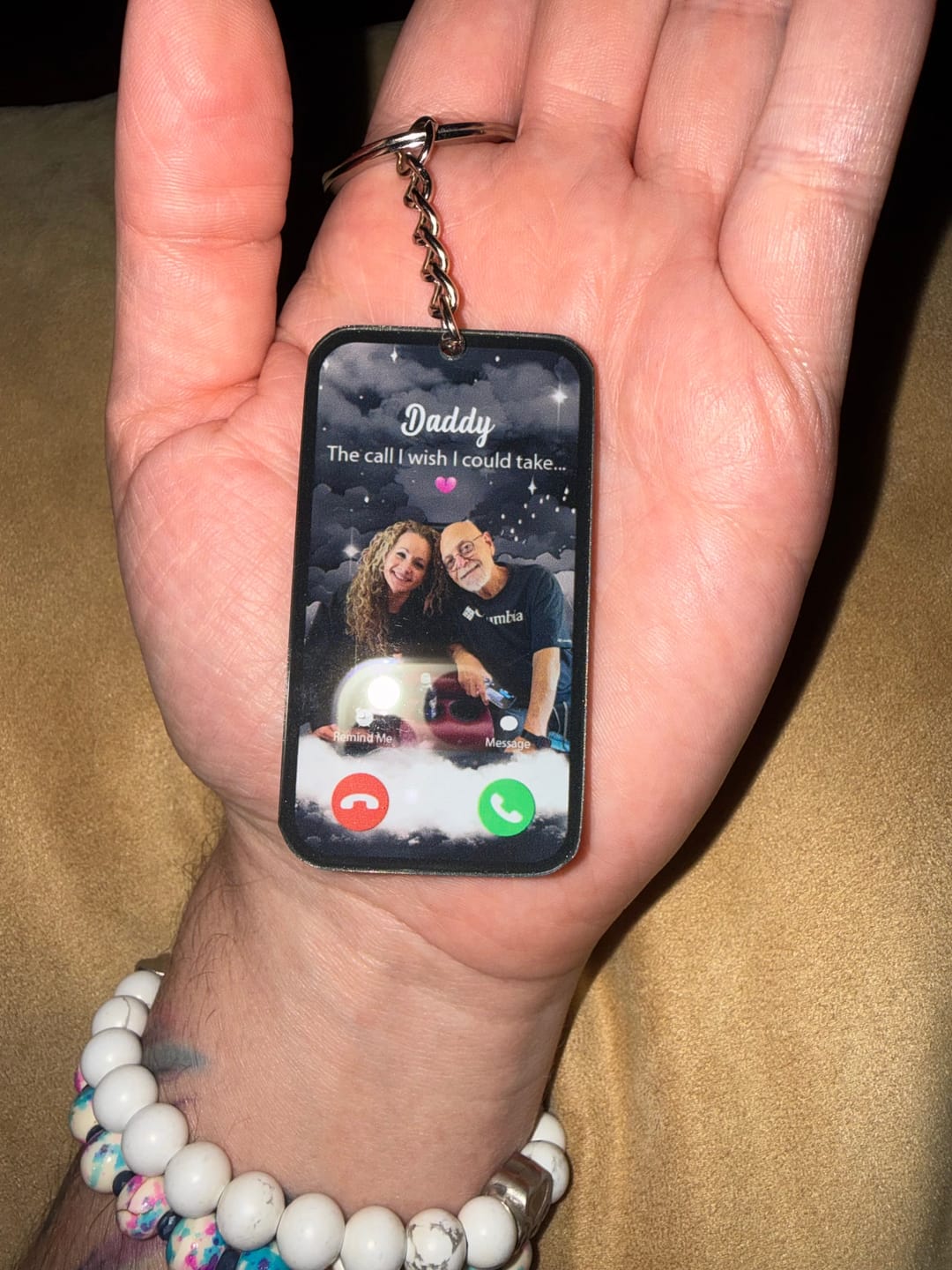Customer photo review of The Call I Wish I Could Take Memorial Sympathy Gift Remembrance Keepsake Photo Personalized Acrylic Keychain