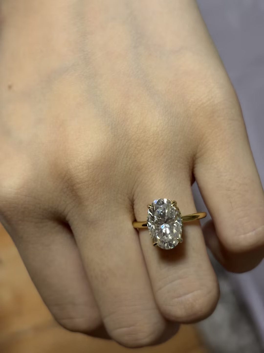 Customer photo review of S925 Moissanite 2.0 Ct ～5.5 Ct Oval Cut Yellow Gold/White Gold Promise Ring For Women