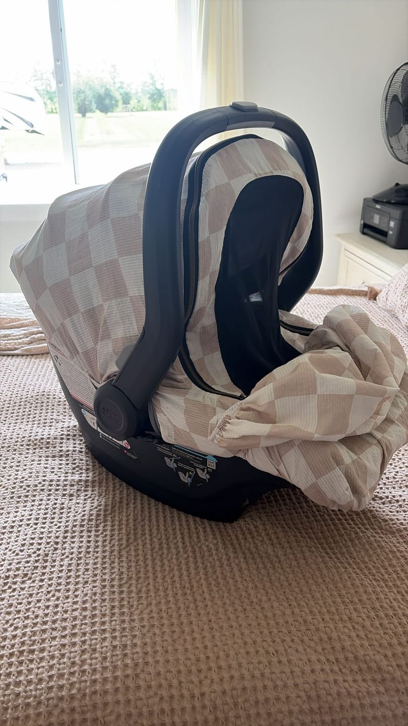 Customer photo review of Summer Lite GlizCover™ - Sandy Taupe & Cream Checkers