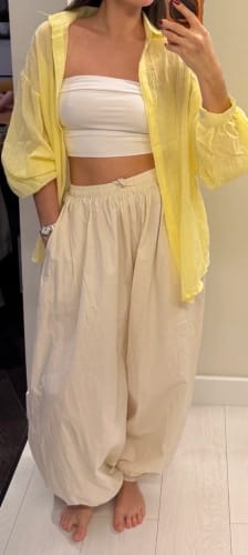 Customer photo review of Amethyst Wide Leg Cotton Trousers