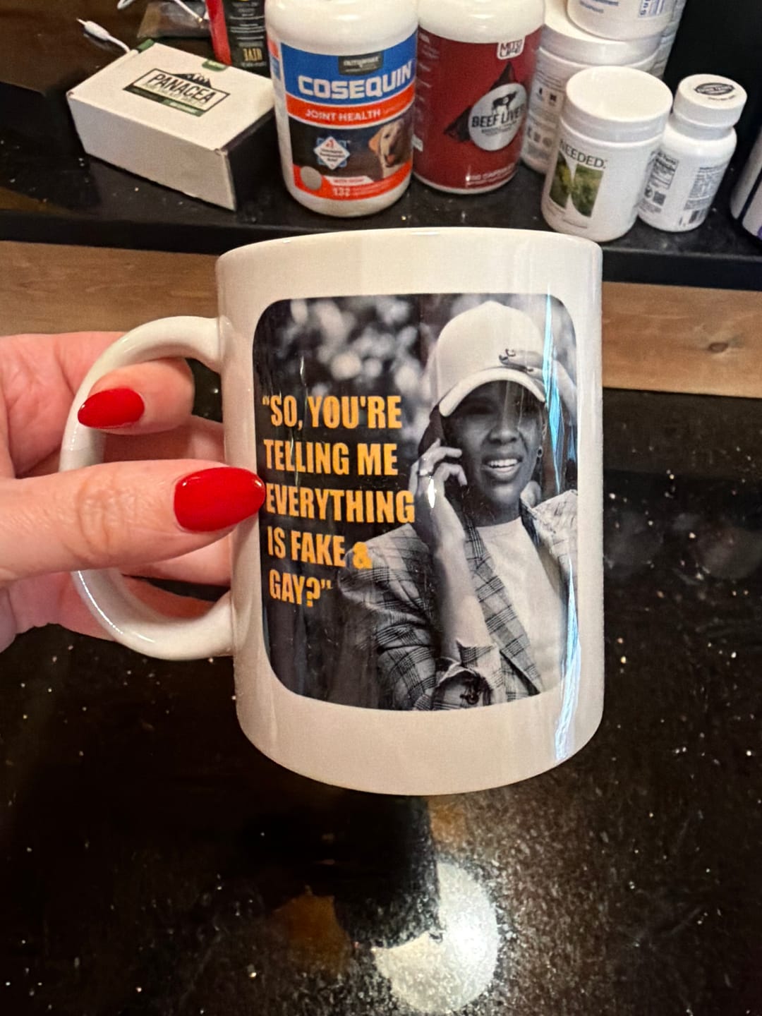 Customer photo review of Fake & Gay Mug