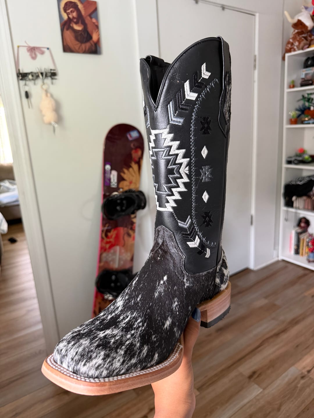 Customer photo review of Genuine Cowhide Boots - Square Toe