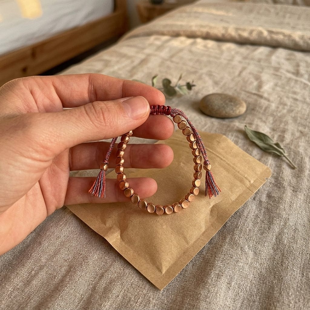 Customer photo review of Bracelet tibétain en perles de cuivre