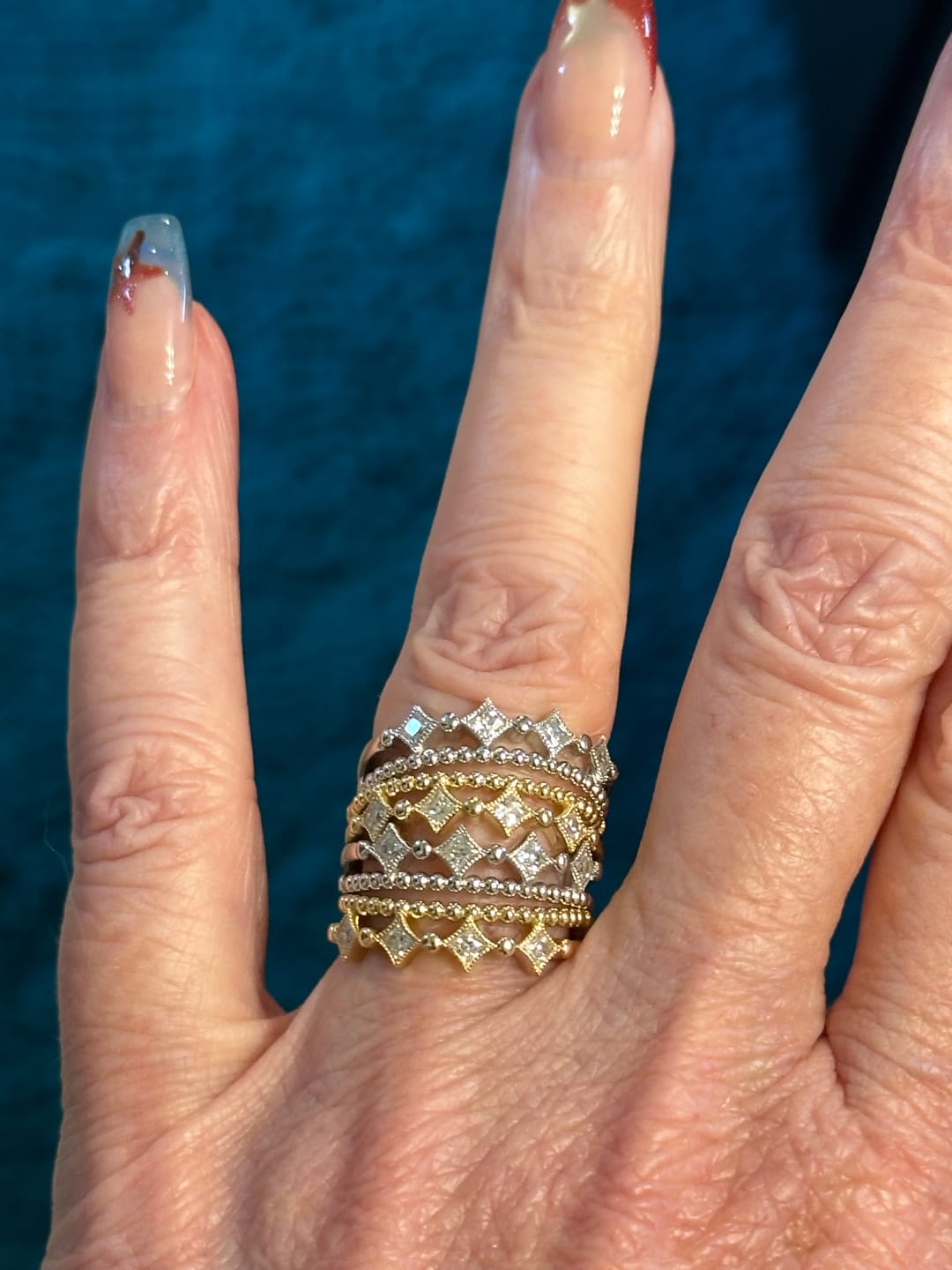Customer photo review of Engagement Ring Settings: Sterling Silver/K Gold/ Platinum Pricing